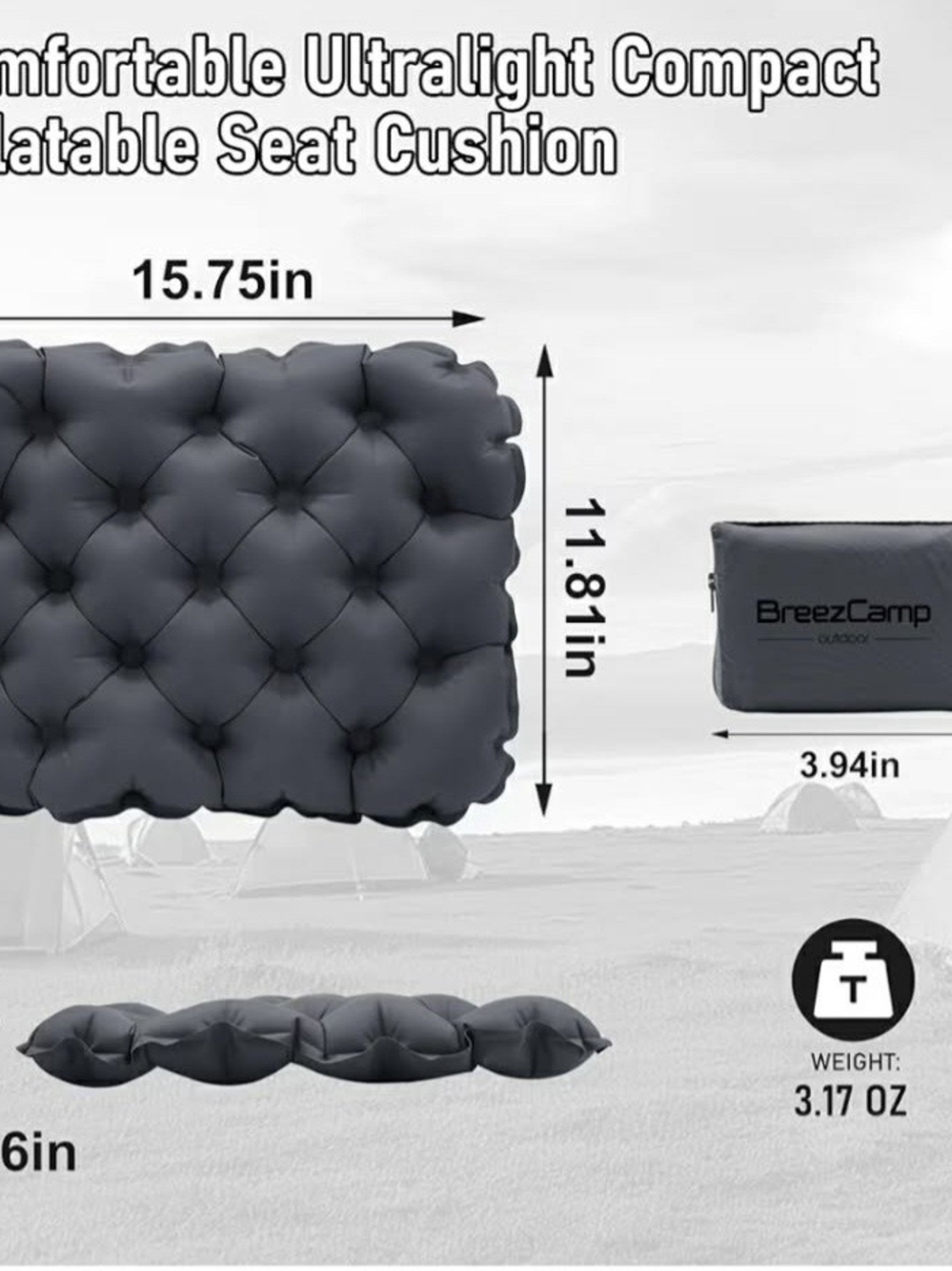 Inflatable Travel Seat Cushion - Gray